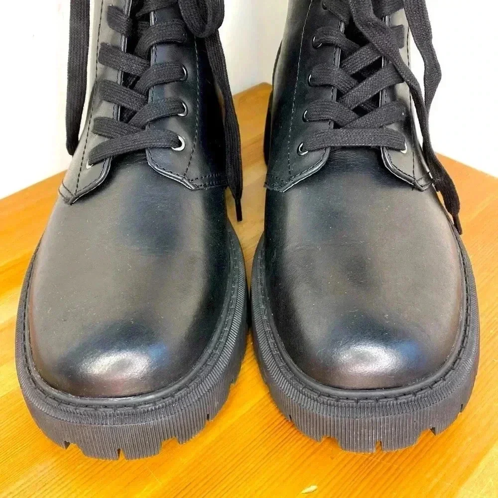 NEW Kurt Geiger London Men's Ryder Lace-Up Combat Leather Boots size EU43.5 US10